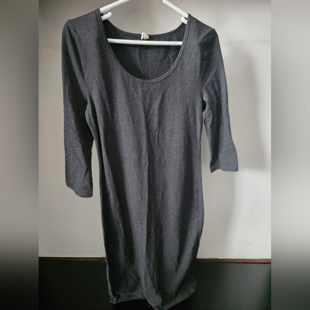 Classic Grey Scoop Neck Women's Dress